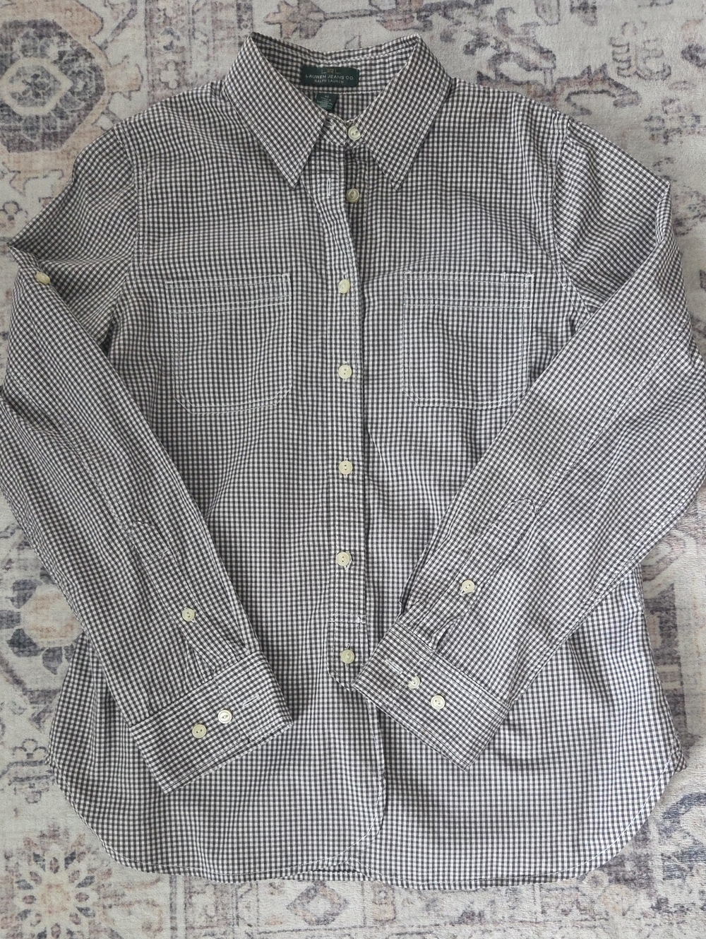 Ralph Lauren Brown & White Gingham Button-Down Shirt